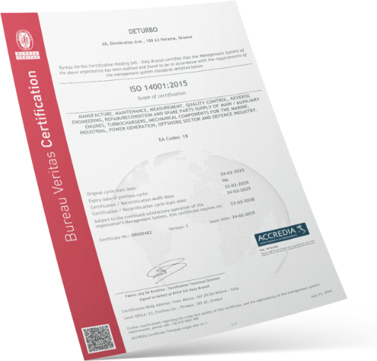 ISO quality management certificate issued to DeTurbo